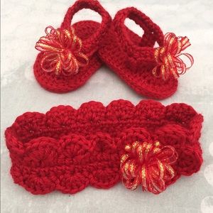 Baby girls sandals with matching headband