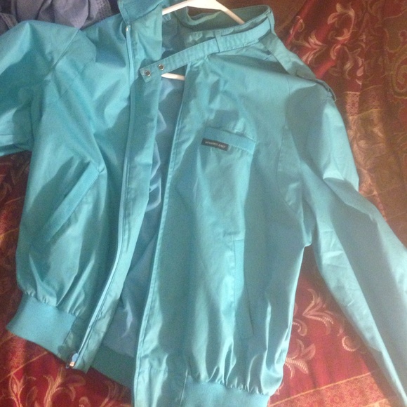 Spring aqua "members only" wind breaker
