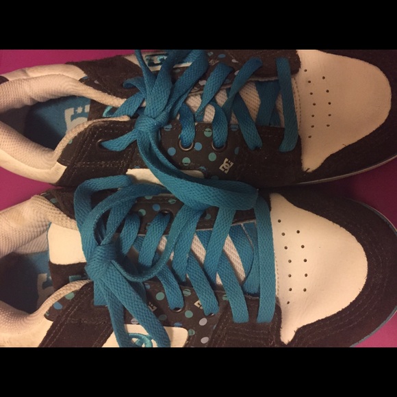 DC brown and blue polka dot shoes