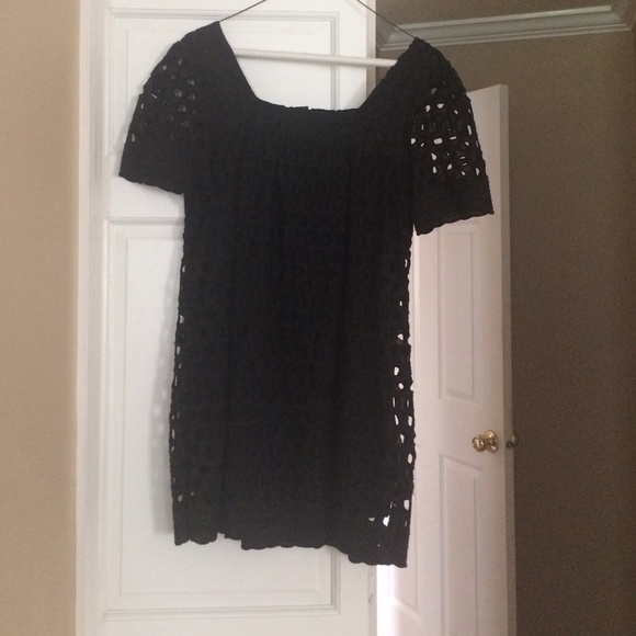 Eyelet black mini dress