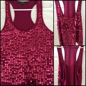 Glam! Hot pink.  Sequin Tank.