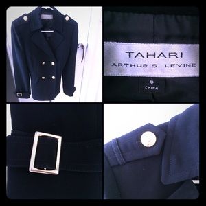 Tahari black jacket gold detail