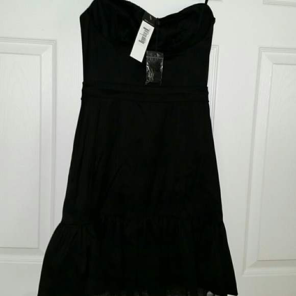 BCBG black satin cocktail dress