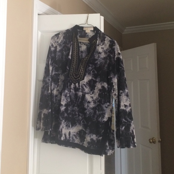 Michael Kors tunic with gold medallions.