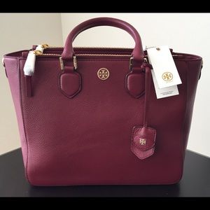 Tory Burch Robinson Pebbled Square Tote