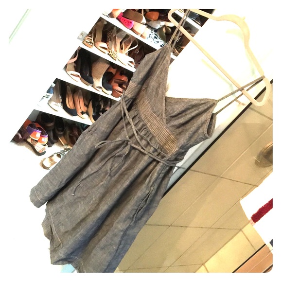 Chambray spaghetti strap wrap sundress