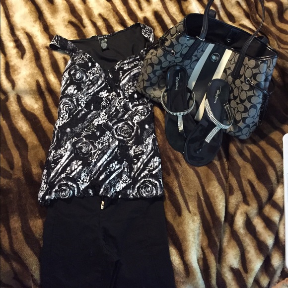 Sexy Black and White Top with a Flower Print