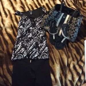 Sexy Black and White Top with a Flower Print