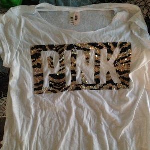 Vs pink zebra bling tee nwt
