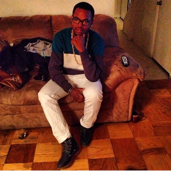 Two tone blue knit sweater