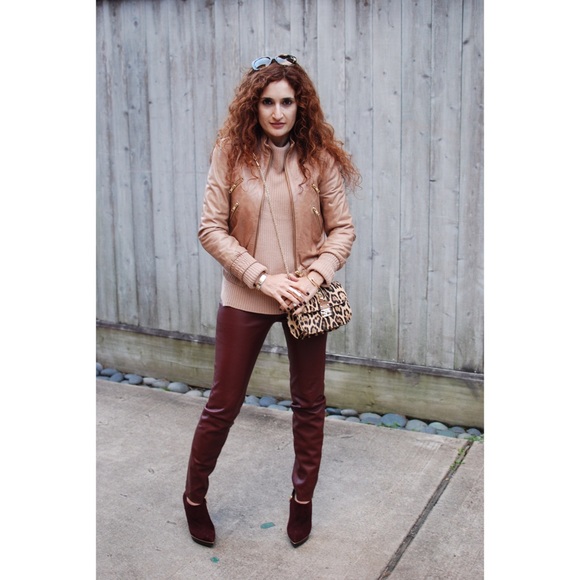 ZARA faux leather maroon leggings