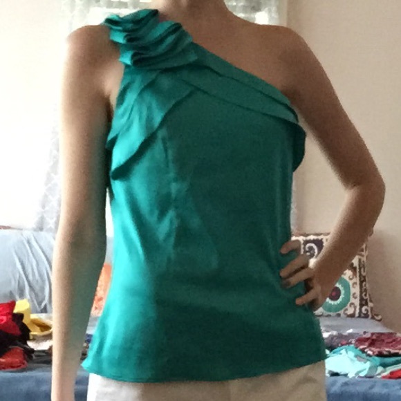 The Limited Blue Green One-Shoulder Dress Shirt