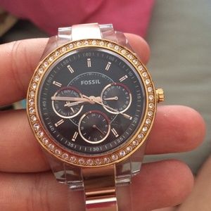 Fossil gold and clear watch