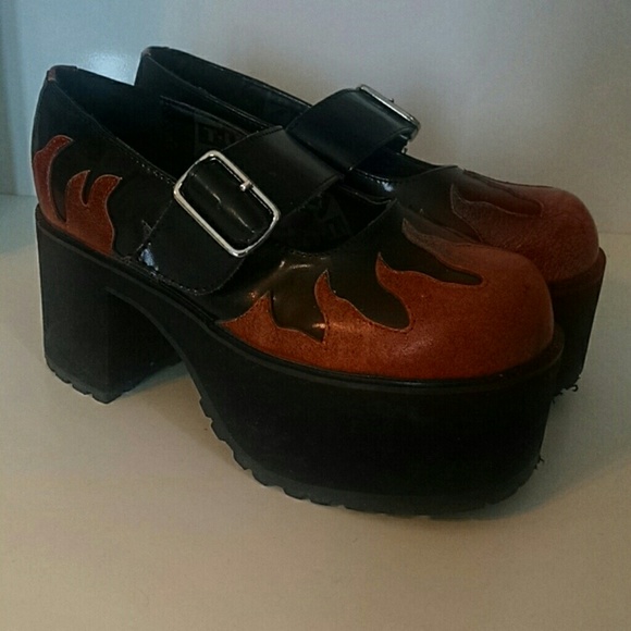 Shoes - TUK Nosebleed Maryjane Platform Flame Shoes