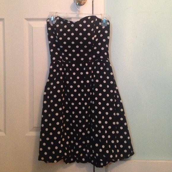 Strapless Black Polka-Dot Dress!