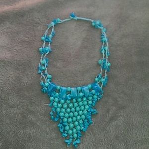 Handmade glass turquoise glass necklace