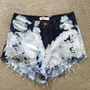 nasty gal high waisted tye dye frayed shorts