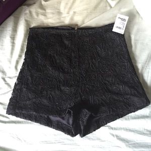 High-Waisted Black Lace Shorts