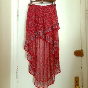 Paisley High-Low Skirt