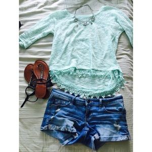 Mint half sleeve top🌊