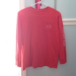 Vineyard Vines salmon/red orange long sleeve shirt