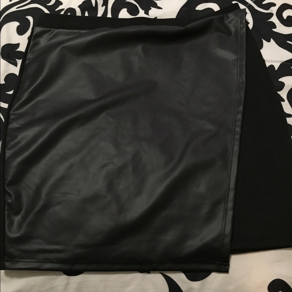 Black part leather skirt