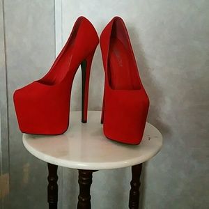 Bright red high heels