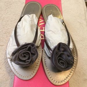 J. Crew Rosebud Metallic Capri Sandal