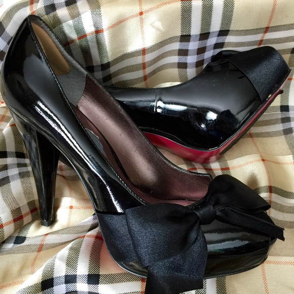 Paris Hilton Shoes - Paris Hilton Patent Leather Platforms Peep Toes
