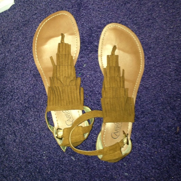 Brown Fringe Sandals