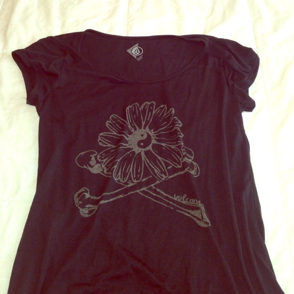Black Volcom shirt with flower