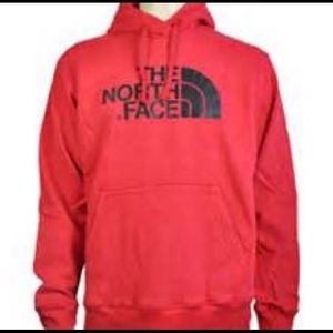 Red north face hoodie