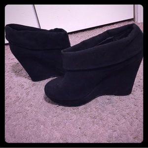 Suede Wedge Booties