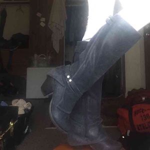 Steel Blue Heeled Boots