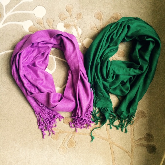 Lilac & Green Pashmina Scarves