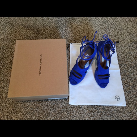 Tabitha Simmons blue suede sandals