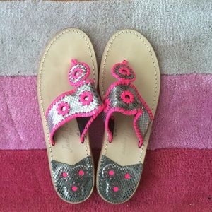 Jack Rogers Metallic Whipstitch Pinwheel Pink 🎀👛