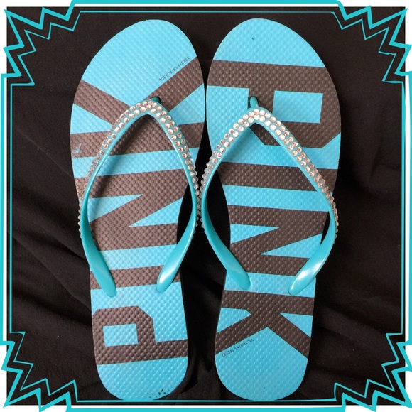 VS PINK rhinestone flip flops
