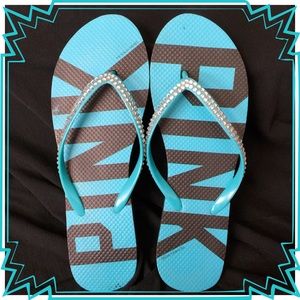 VS PINK rhinestone flip flops