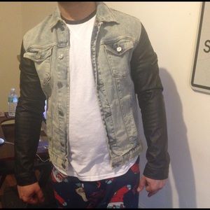 Zara Men leather and denim jacket