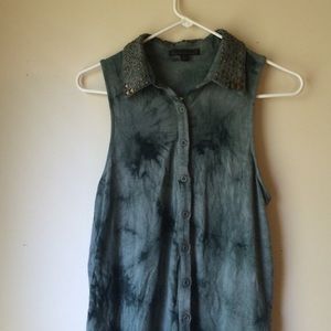 Urban Outfitters Green Tie Die Button Up