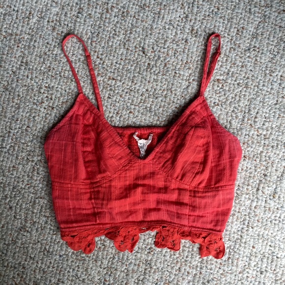 Free People burnt orange/red crop top