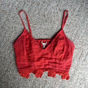 Free People burnt orange/red crop top
