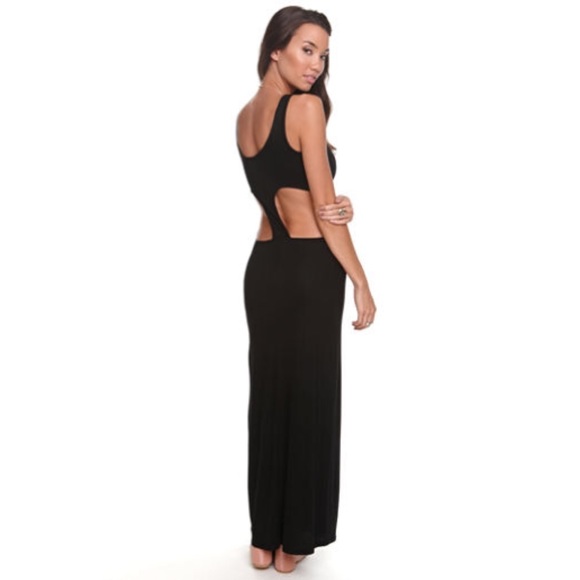 Cut out black maxi dress