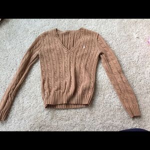 Woven tan polo pullover
