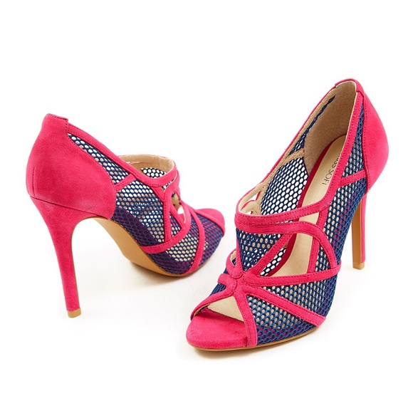 👠Mesh Cut-Out Suede Ankle Booties Colorblocking💋 - Picture 2 of 4