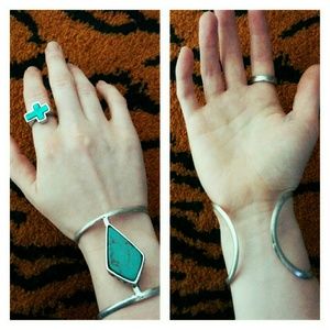 TWO Vintage turquoise cuff and cross ring