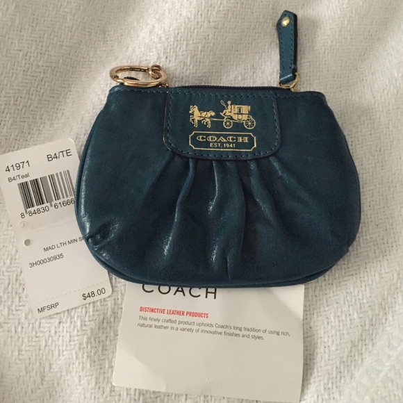 Coach Clutches & Wallets - NWT 💯Coach Teal Madison Key & Change Purse 💙👼🏻