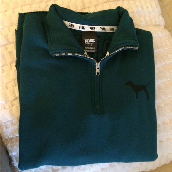 PINK Victoria's Secret Sweaters - PINK VS Teal Half Zip