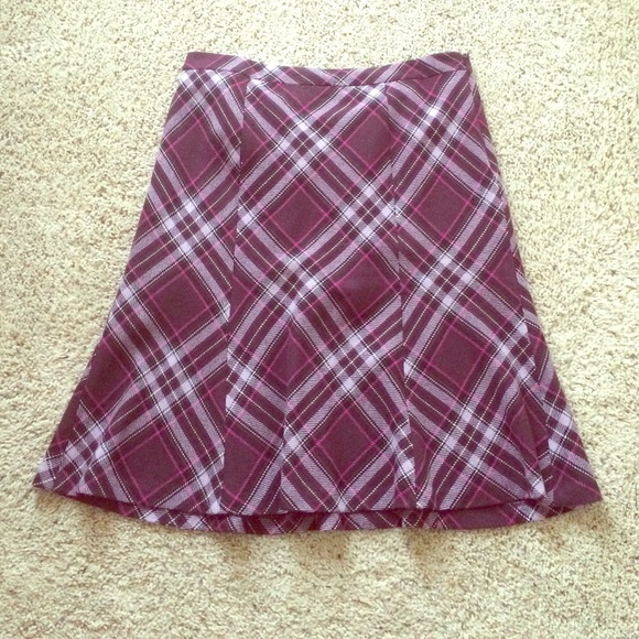 Purple plaid wool skirt